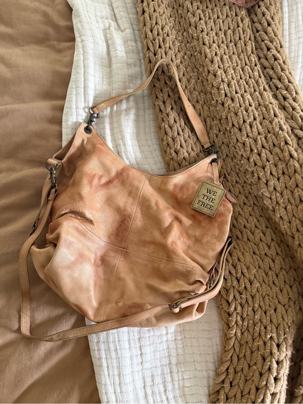 We The Free Sabine Slouchy Bag washed toffee color